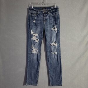 Judy Blue Womens Mid Rise Boyfriend Fit Distressed Jeans JB8286MD Size 7/28